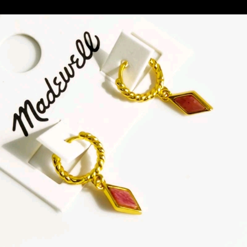 ✨️Madewell✨️Stone Collection Rhodonite  Small Hoops 💥💥 - Picture 6 of 8